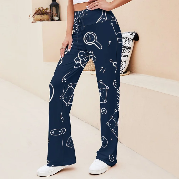 Science Biology Physics Geography Math Chemistry Flared Pants Trousers Women Flowy Wide Leg Hippie Stretchy Palazzo Pants - Heather Prints Shirts