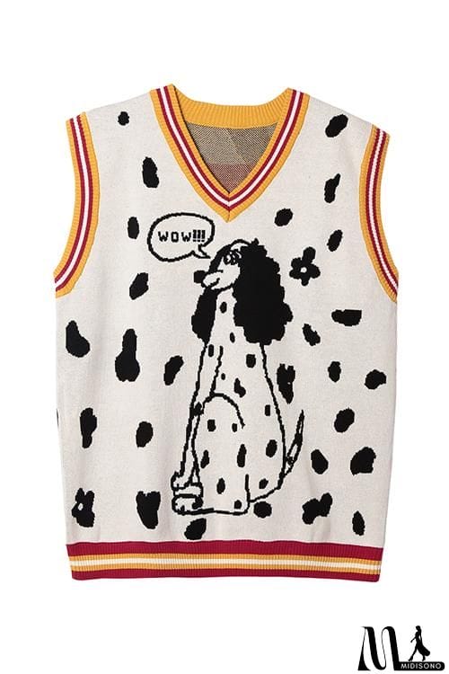 MidiSono - Dalmatian Jacquard Sweater Vest