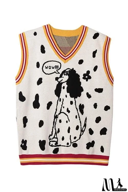 MidiSono - Dalmatian Jacquard Sweater Vest