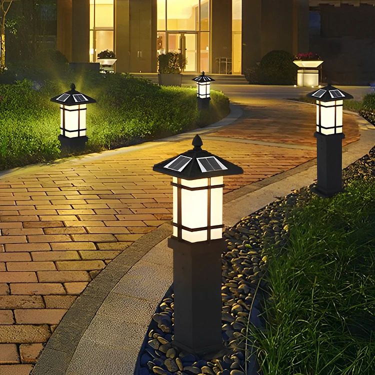 Waterproof LED Intelligent Black Modern Solar Lawn Lamp Outdoor Lights - Appledas