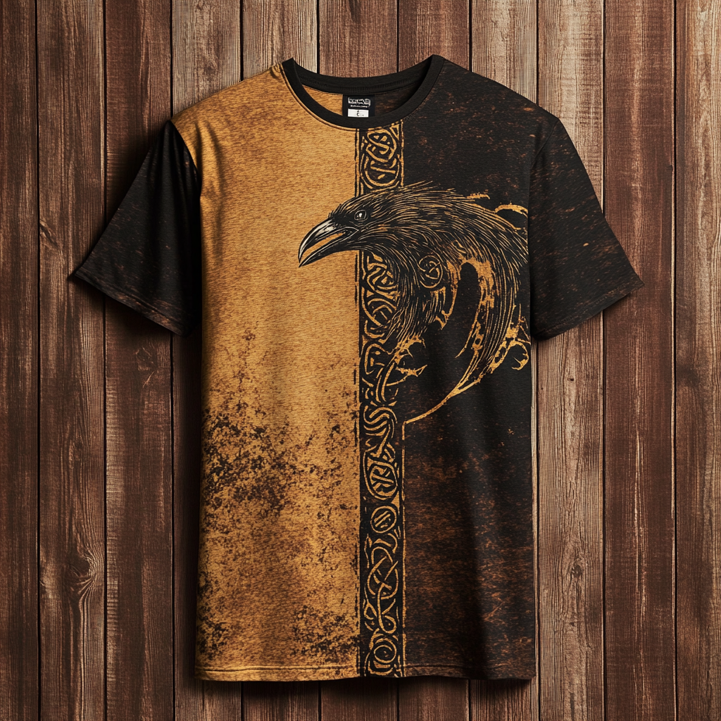 Men's Viking Knot Eagle Totem Vintage Two-tone T-shirt / Rvogue / Rvogue