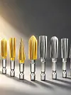 5Pcs Hex Shank Metal Grinding Drill Bits Reusable High Speed Steel Rotary Files Multi-Purpose High Speed Steel Multi-Material Carving Tool for Soft Metal Stone Carving