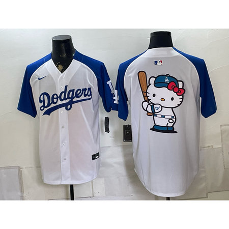 Men's Los Angeles Dodgers White Hello Kitty Stitched Baseball Jersey