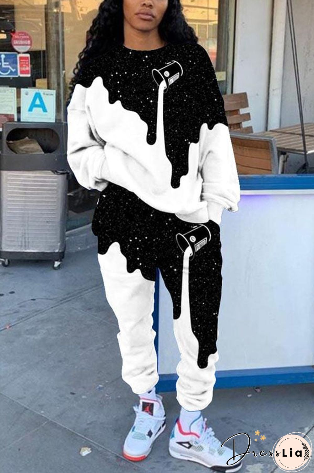 Casual Print Long Sleeve Two Pieces