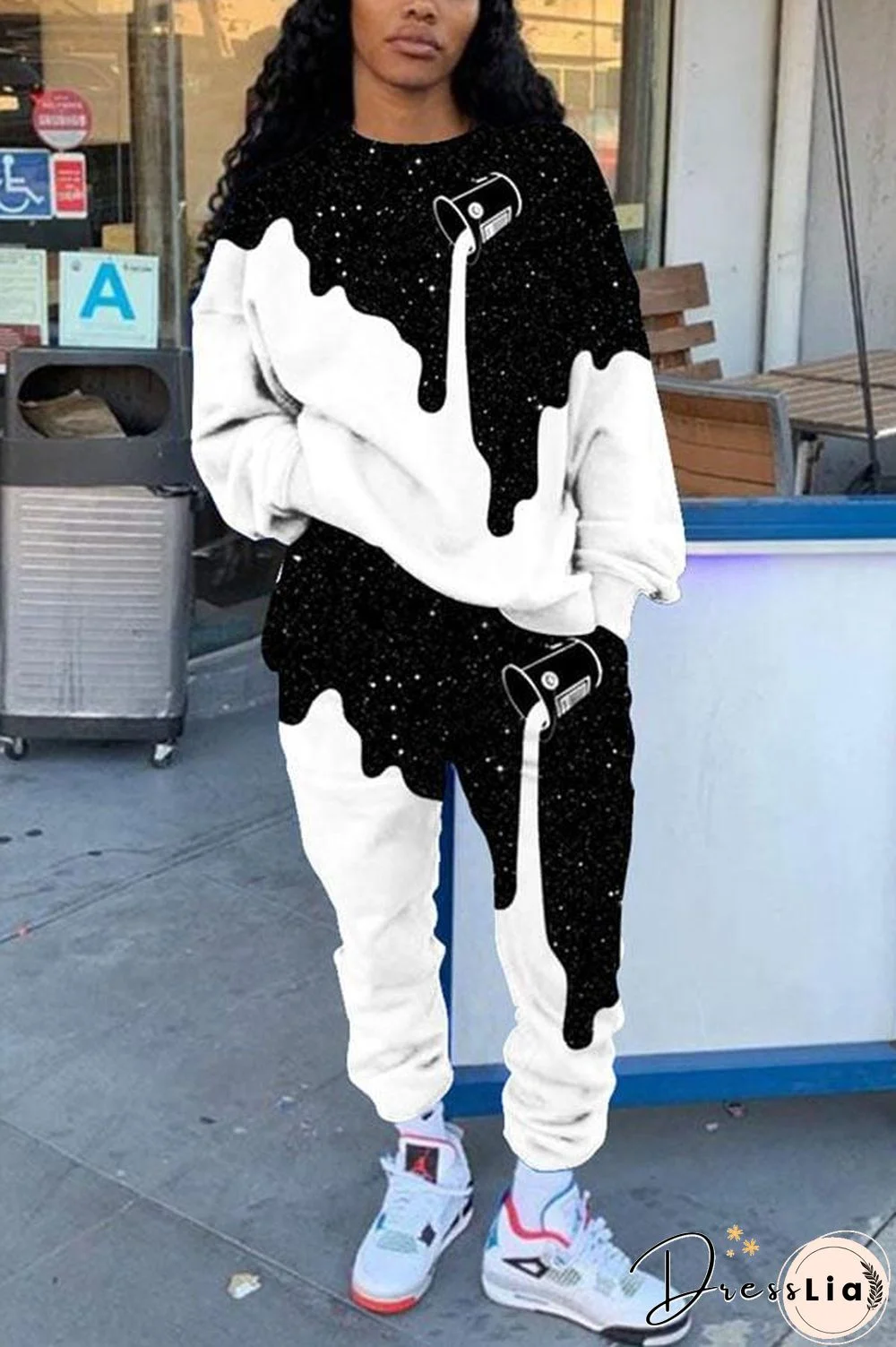 Casual Print Long Sleeve Two Pieces