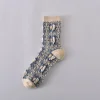 Vintage Floral 3D Jacquard Medium Height Women Socks