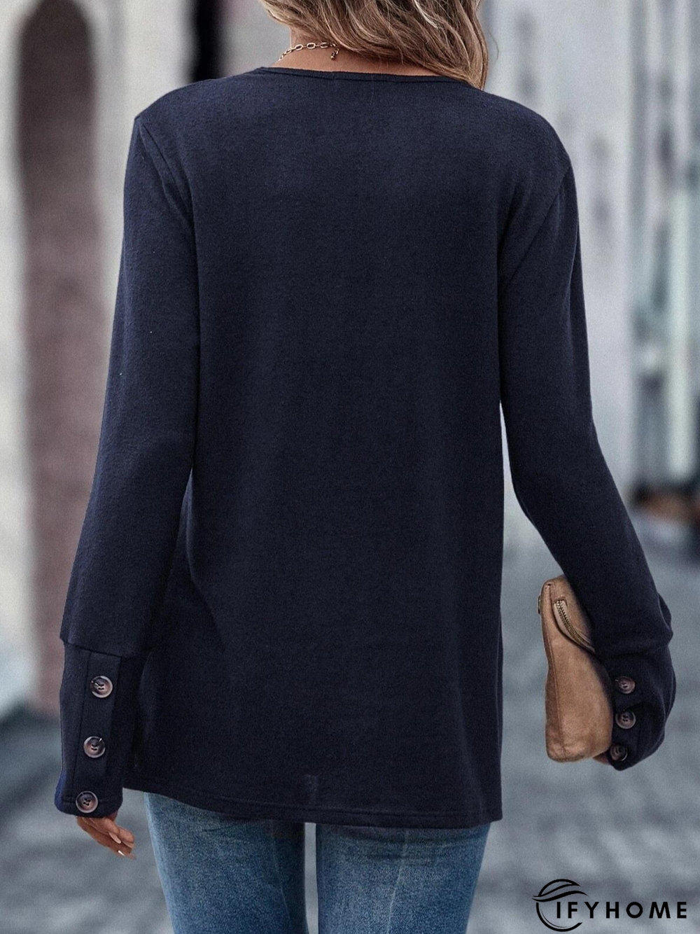 Casual Solid V Neck Tee | IFYHOME