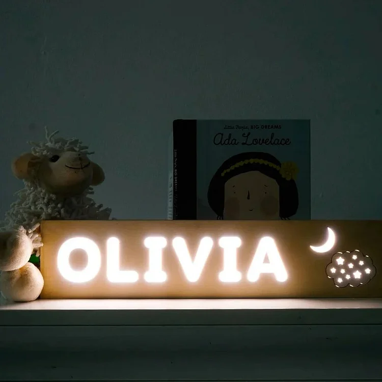 Personalized Wooden Plaque Night Light Custom Name LED Lamp Gift