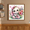 Rabbit and Flowers Full Stamped Cross Stitch Kit 18CT 2-Strand 25x25cm