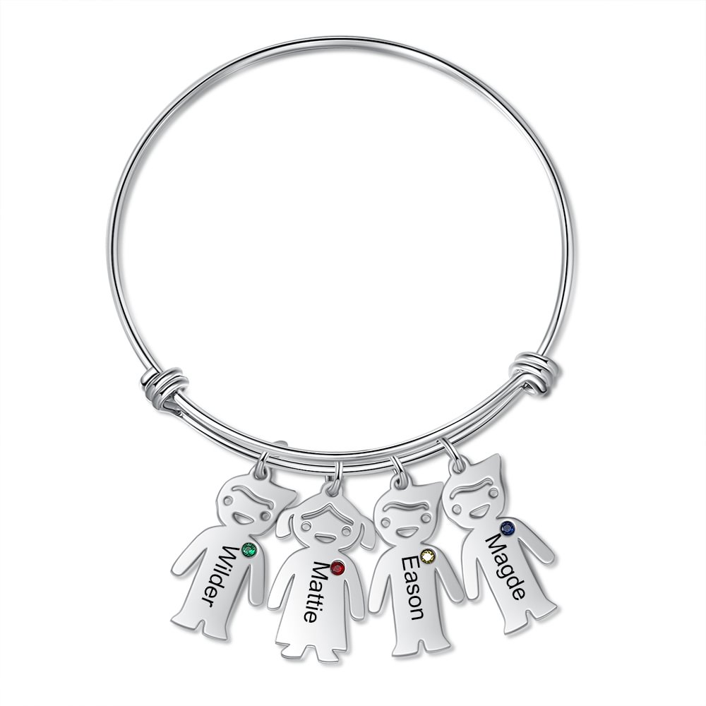 Personalisiertes Kinderzauber Armband mit 4 Namen n4-b4-c4 Kettenmachen