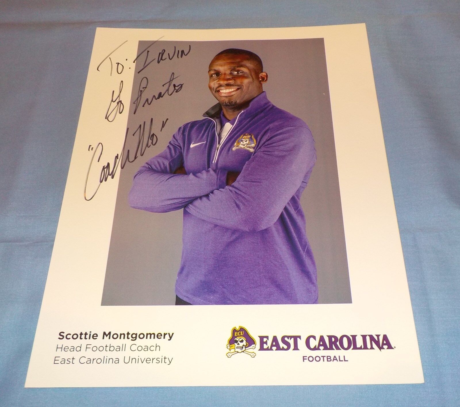 East Carolina Coach Scottie Montgomery Signed Autographed 8 1/2x11 Photo Poster painting