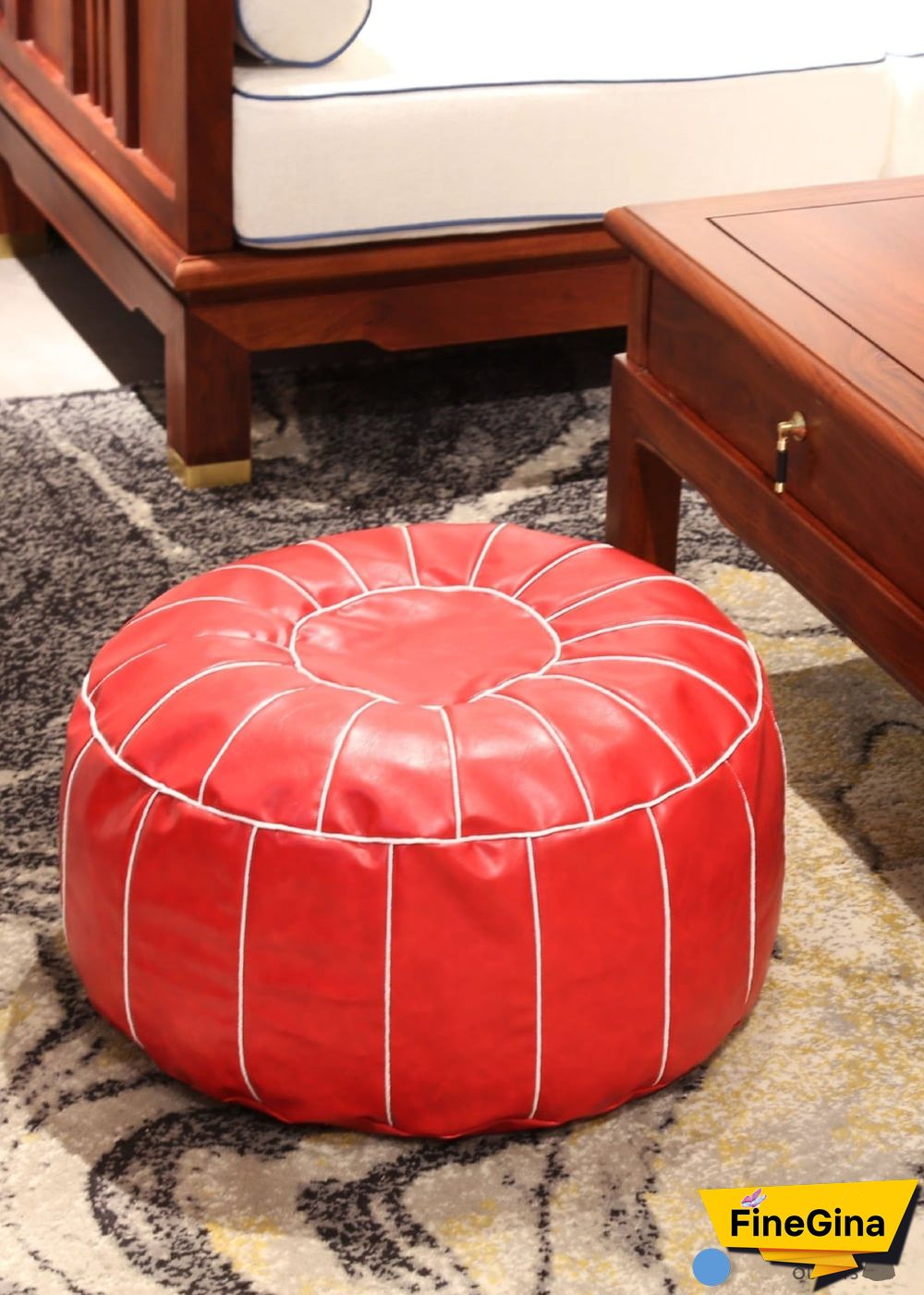 Boho Red Ottoman