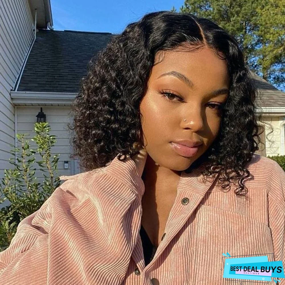 Women's Black Short Curly Hair Wig Full Headgear Chemical Fiber Silk