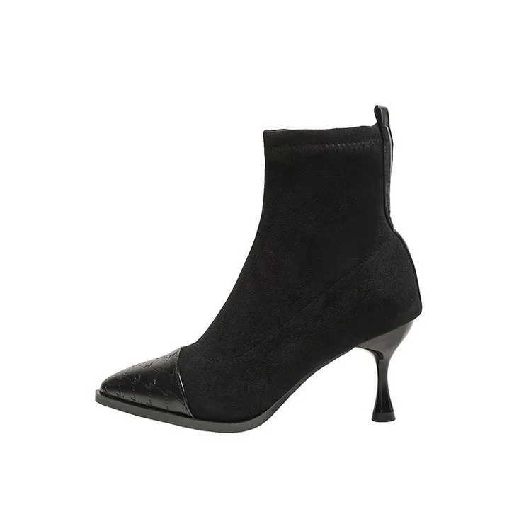 Uveng Uveng Boots With Skirts Of The Maillard Summer High Heel Boots French Fine And Short Boots Travel Spring And Autumn Single Boots