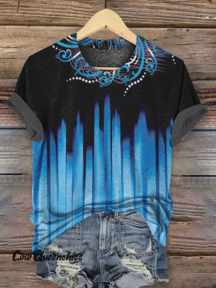 Vintage Gradient Illustration Women’s Print T-shirt Multicolor / S