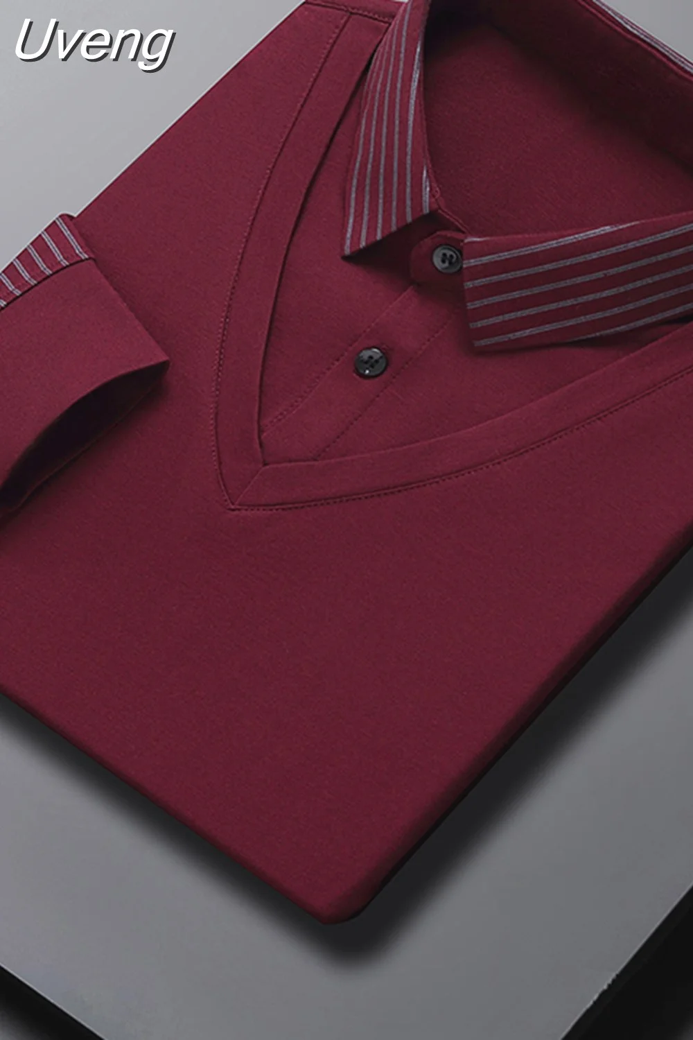 Uveng Colors 2025 New Arrival Men's Casual Classic Polo Shirts Men Business Slim Fit Long Sleeve Polos Brand Men's Clothing 413-0