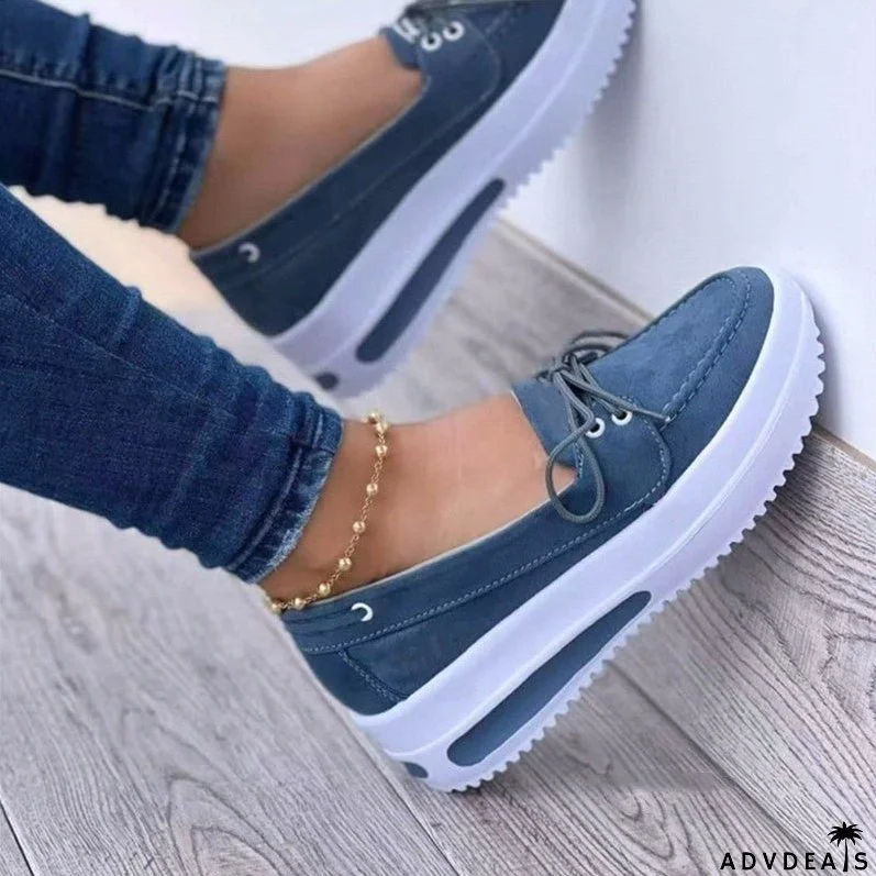 Women's Lace-up Flats Shoes Wedges Heel Casual Shoes