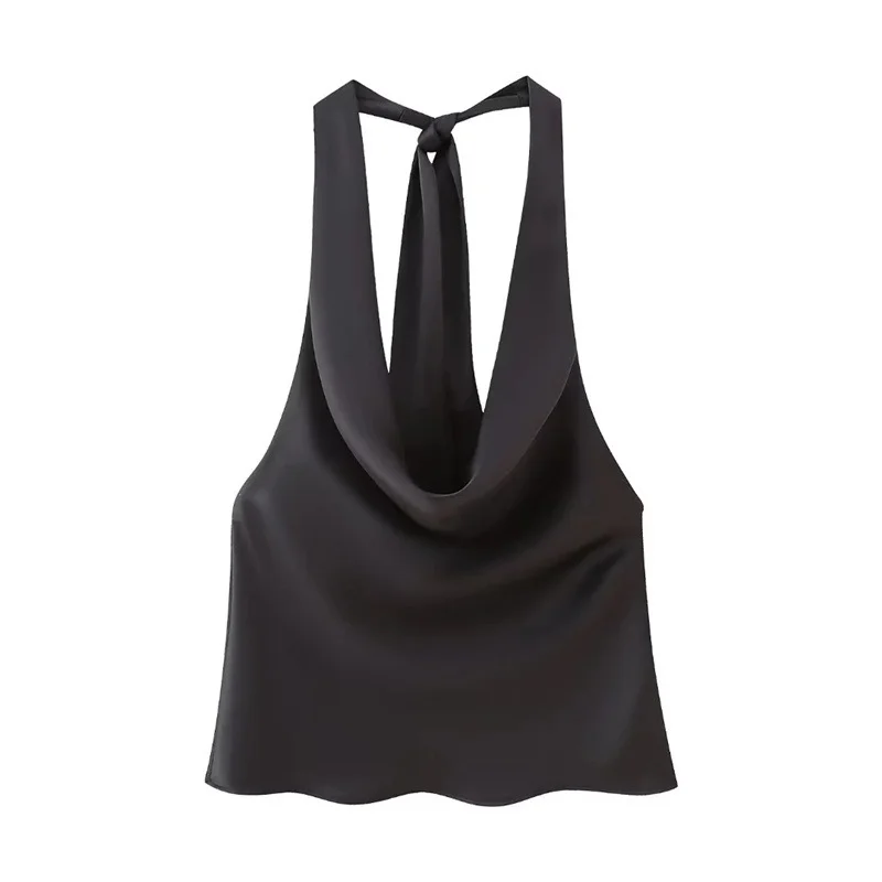 Woherb Woherb Women's Neck Bow Silk Satin Texture Top-Outfit Ideas