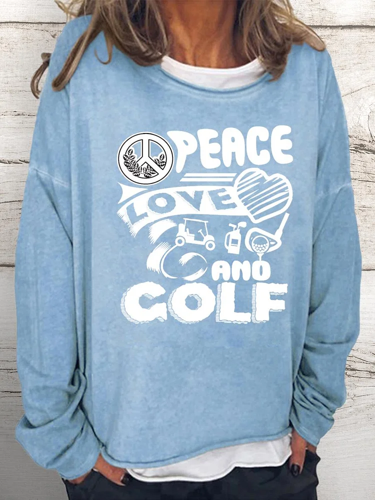 Golf peace love golf Women Loose Sweatshirt-Annaletters