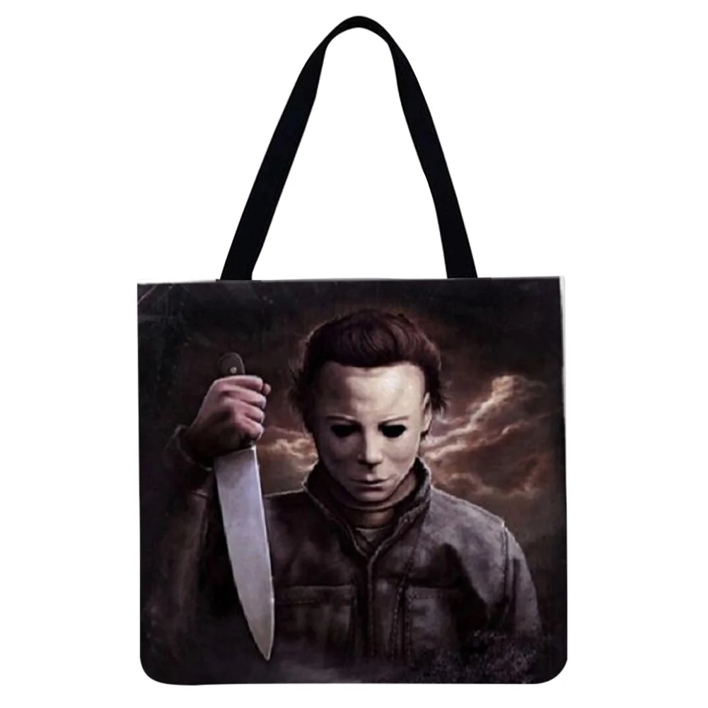 Linen Tote Bag-Horror Movie characters