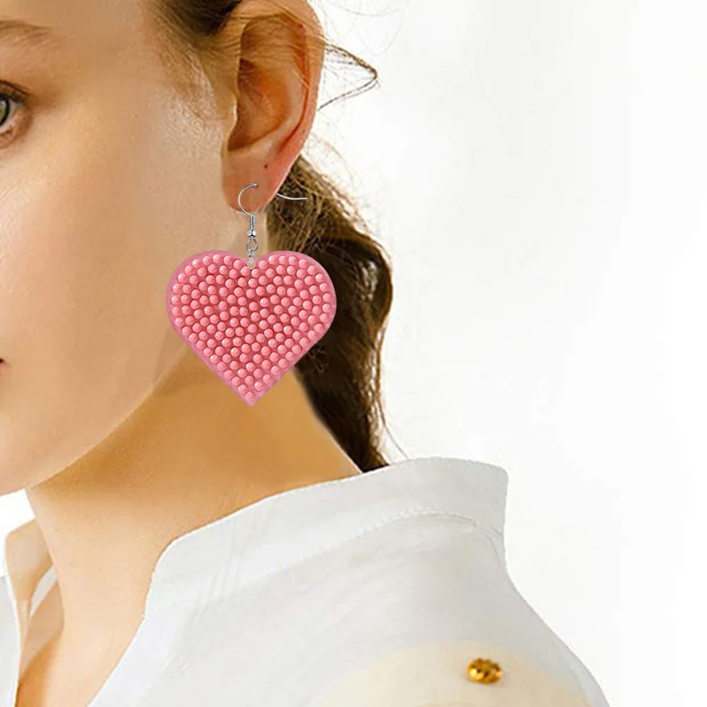 4Pairs DIY Pink Earrings Double Sided Holiday Diamond Art Earrings for Women