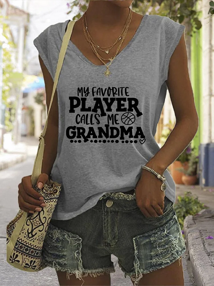My favorite player calls me grandma V Neck T-shirt Tees-Annaletters
