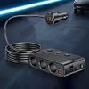 128W 7-in-1 Car Charger Splitter 12-24V PD30W QC3.0 Charge Independent Switches