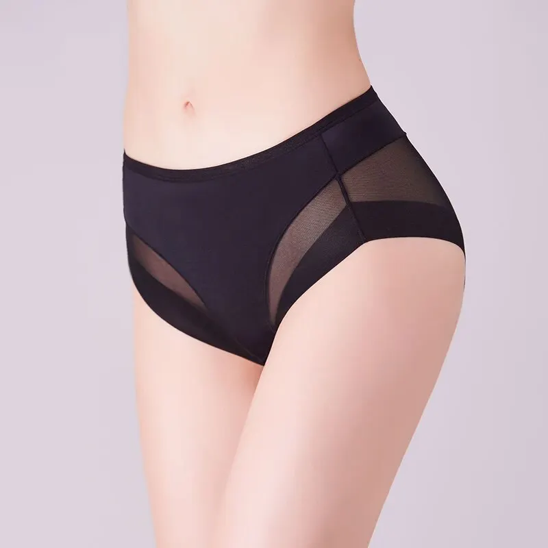 Sexy Mesh Breathable Women Panties High Elastic Control Briefs Seamfree High Quality Underwear Seamless Solid Mid-Rise Lingerie