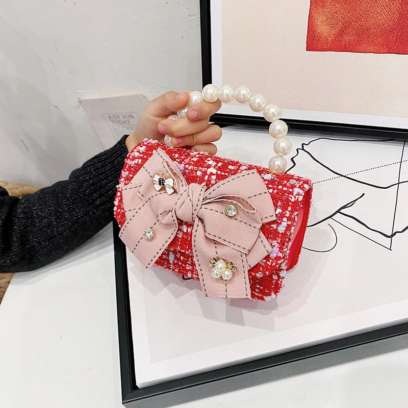 Kid’S Cotton Flower Cute Square Flip Cover Crossbody Bag