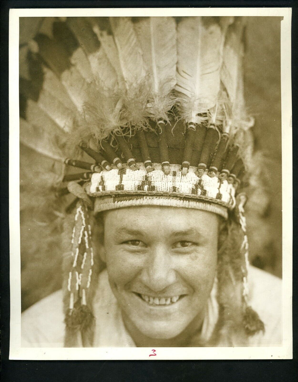 Rudy York wearing Indian headdress circa 1930's Press Photo Poster painting Detroit Tigers