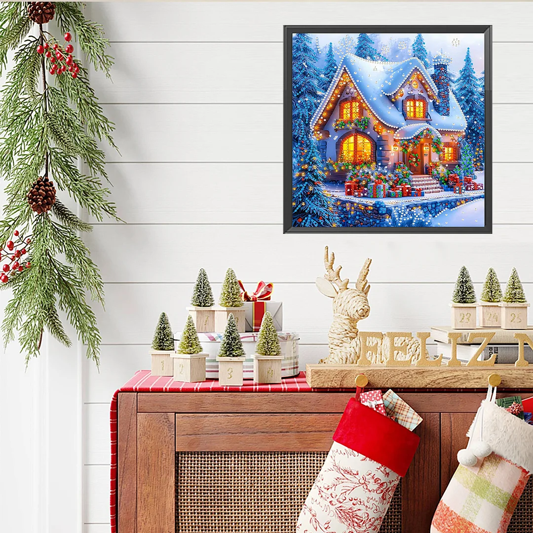 Christmas House - Diamond Painting - Partial Special Shaped Drill(Canvas|30*30cm)