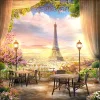 Window Scenery Eiffel Tower  | Full Round Diamond Painting Kits