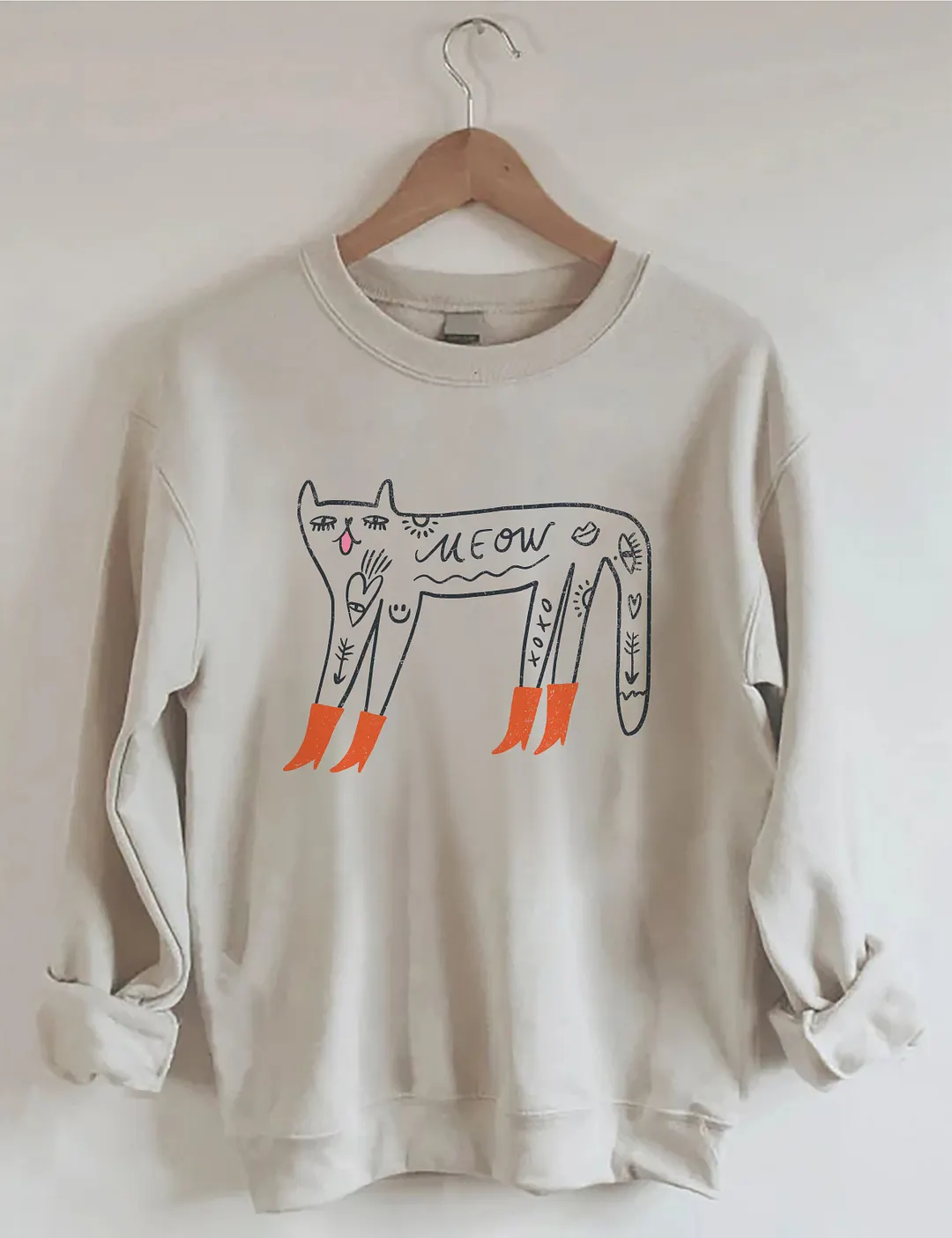Cute Cat With Red Boots Sweatshirt