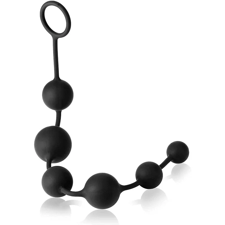 Large Anal Beads With Safe Pull Ring in Black