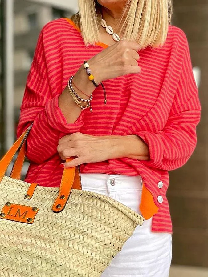 Women's Colorblock Striped Casual Top