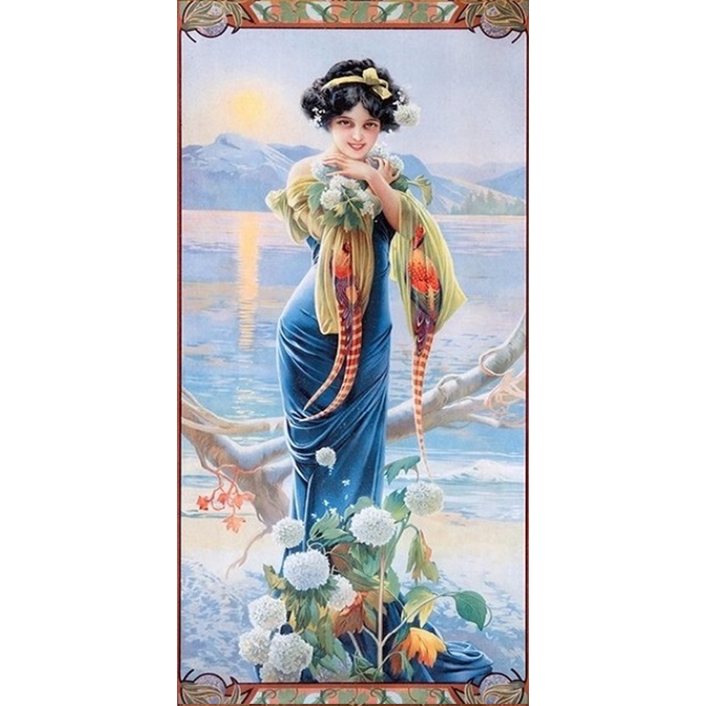 

Retro Woman - Round Drill Diamond Painting - 30*60CM, Round diamond, 501 Original