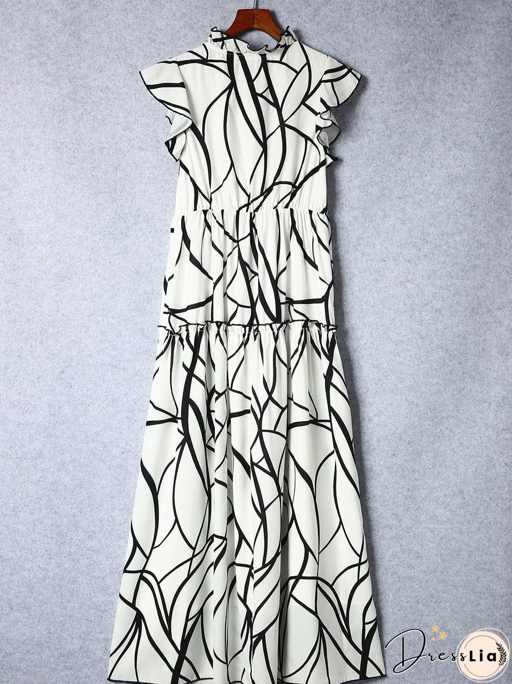Elegant Abstract Print Maxi Dress