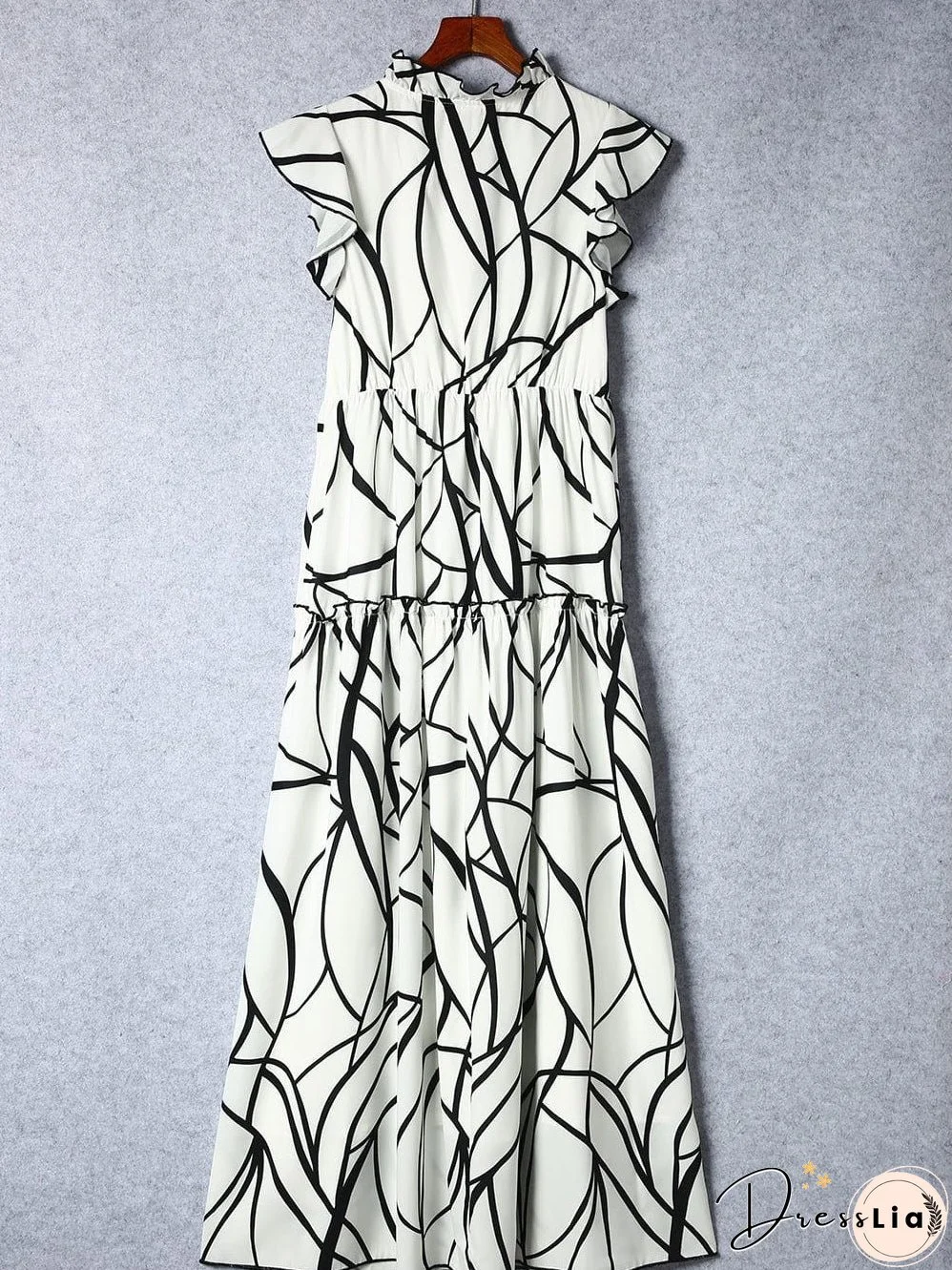 Elegant Abstract Print Maxi Dress