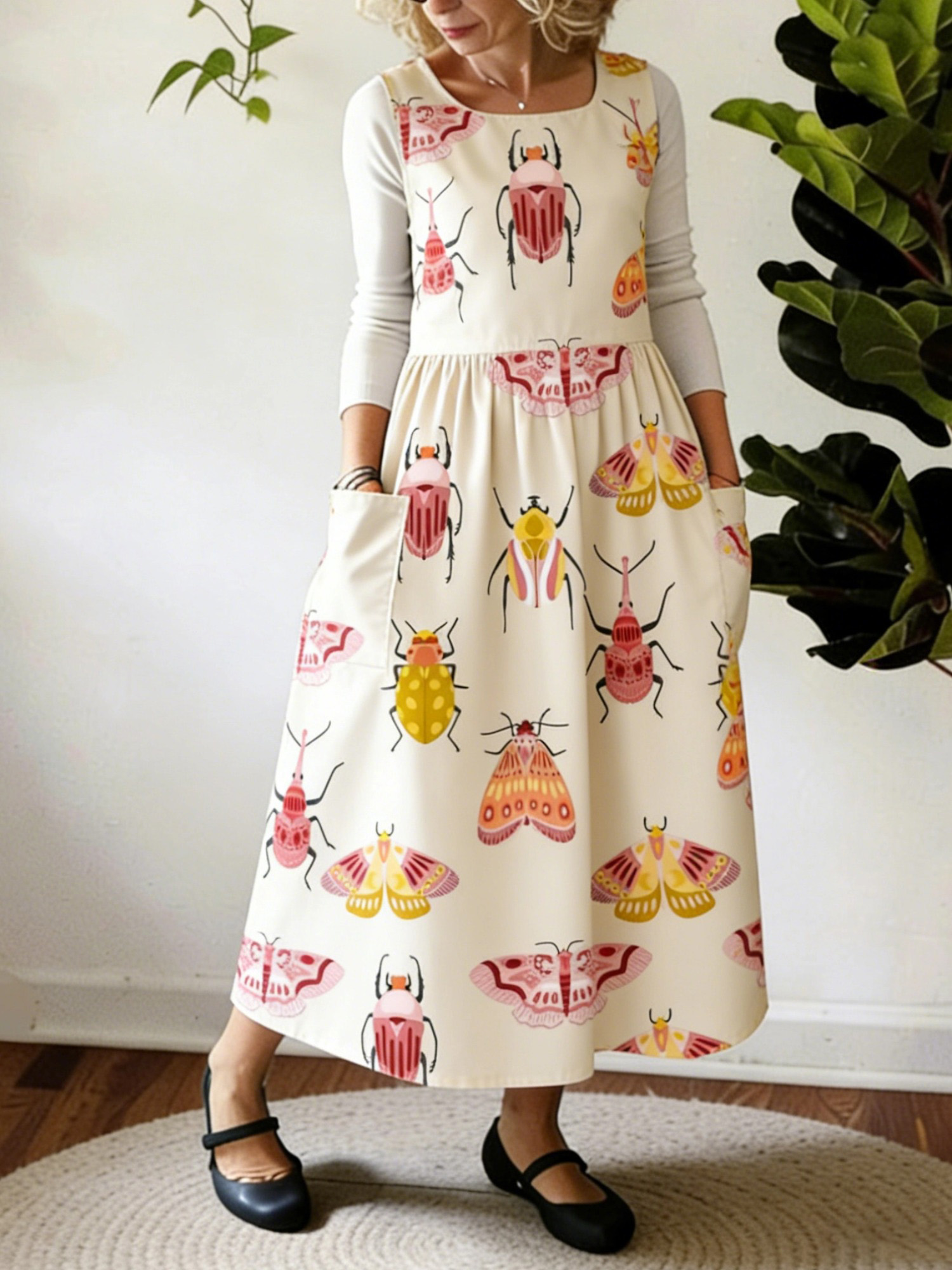 Colorful Bugs Printed Apron