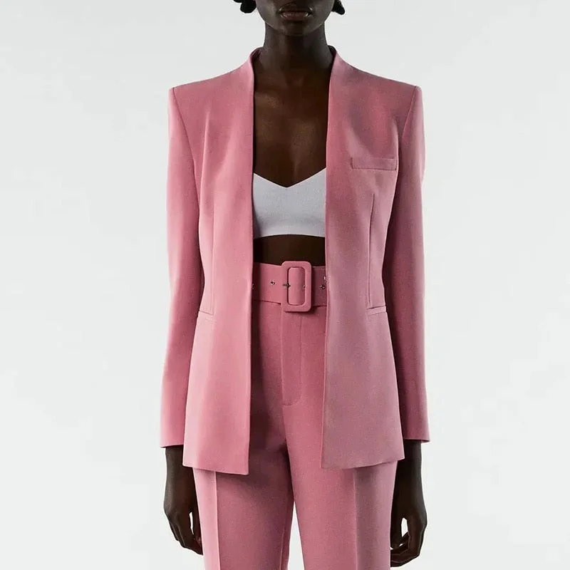 Za Women's Blazers Office Ladies Jackets Elegant Coats Female Long Sleeves Tops Femme Streetwear Pockets Skinny Mujer Outerwear