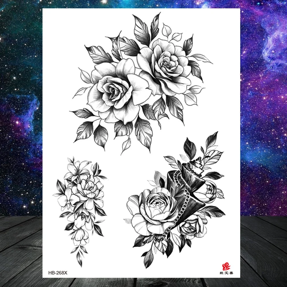 Watercolor Lavender Reed Morning Glory Flower Tattoos Temporary Women Sexy Custom Tattoo Stickers Flash Fake Girls Tato Ankle