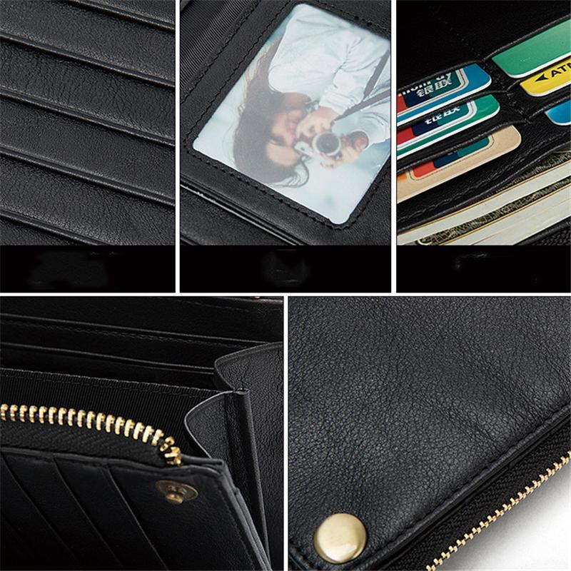 Casual Style Card Slot Currency Pocket Magnetic Closure Soft Leather Wallet