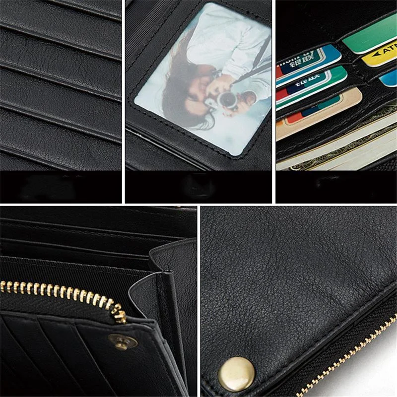 Casual Style Card Slot Currency Pocket Magnetic Closure Soft Leather Wallet