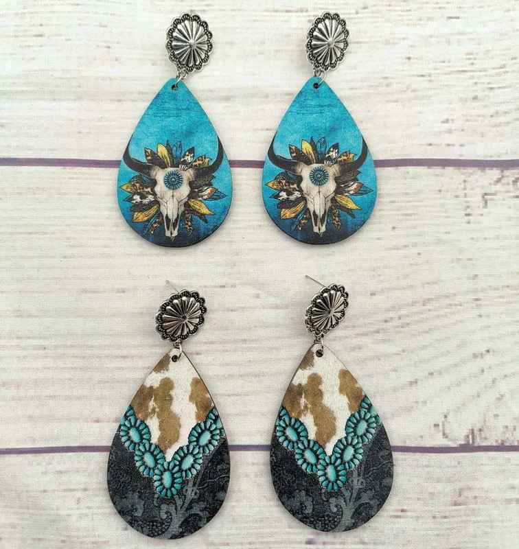 Leather Turquoise Earrings