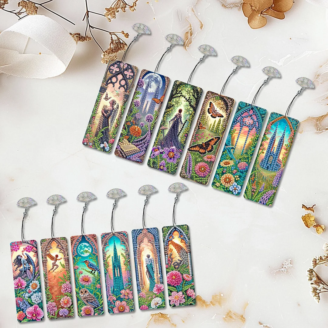 12Pcs Fairies and Flowers DIY Diamond Painting Bookmarks for Reading Enthusiasts