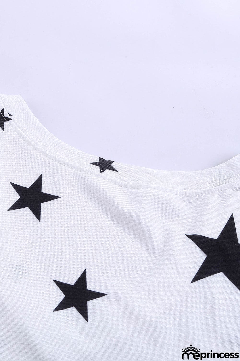 V Neck Stars Print Gray T-shirt