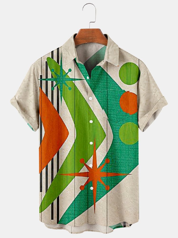 Geometric Shirt Collar Shirts & Tops