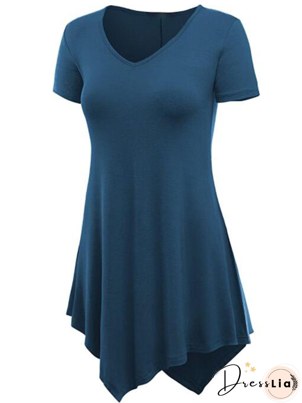 Vintage Plain Plus Size Short Sleeves V Neck Casual Tops