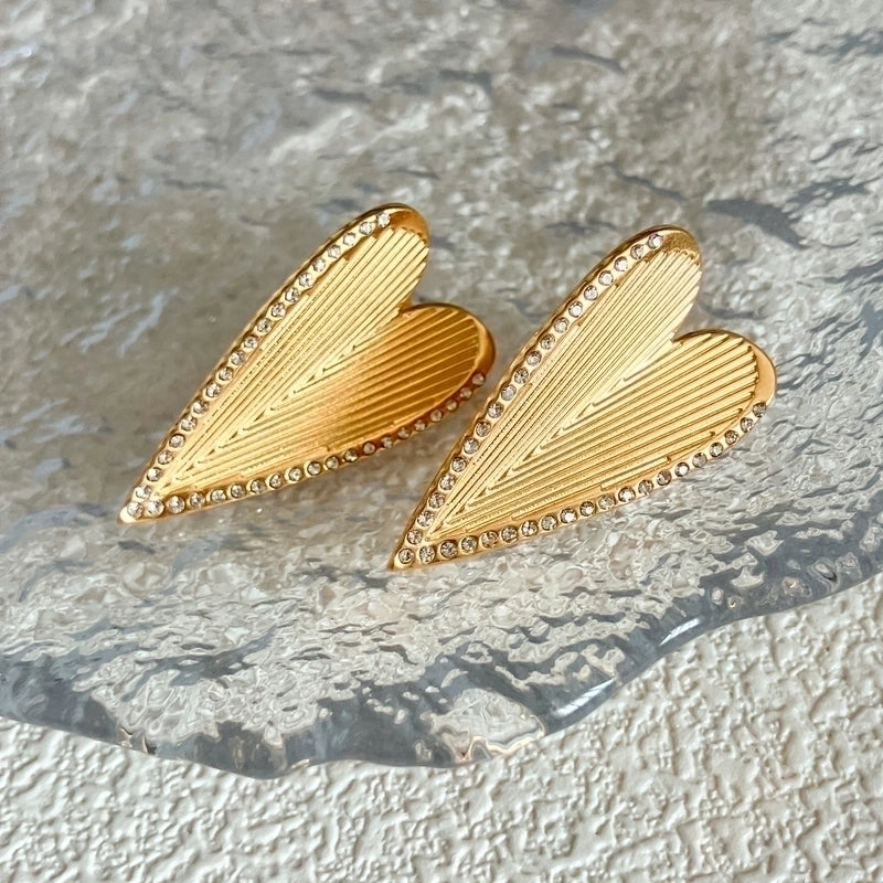 1 Pair Modern Style Sweet Korean Style Sector Heart Shape Grape Enamel Plating 304 Stainless Steel 14K Gold Plated Drop Earrings Ear Studs3