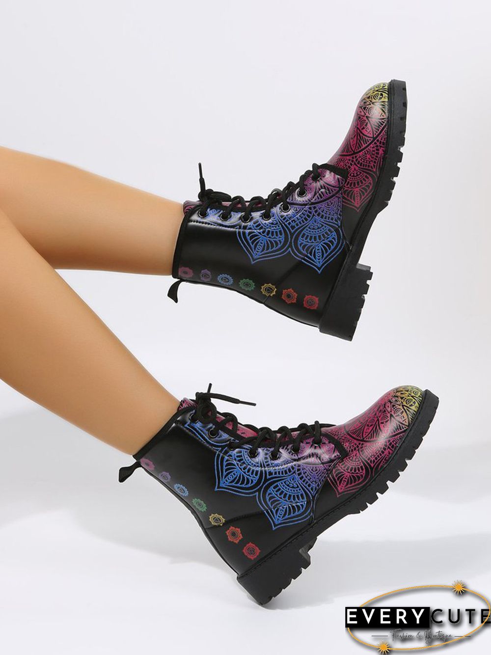 Colorful Gradient Folk Graphic Booties